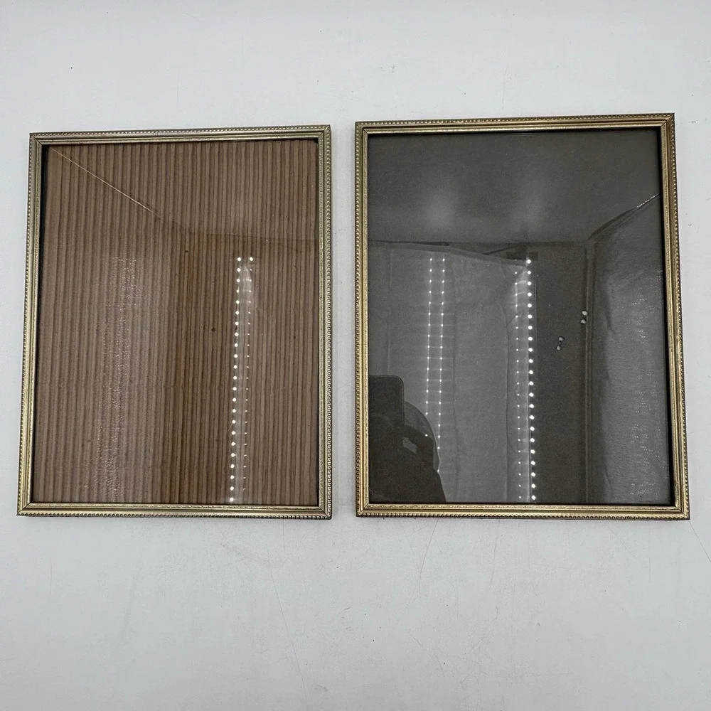 Pair Vintage Brass Picture Frames 8x10 Beaded Edge Mid Century‎ Wall Decor
